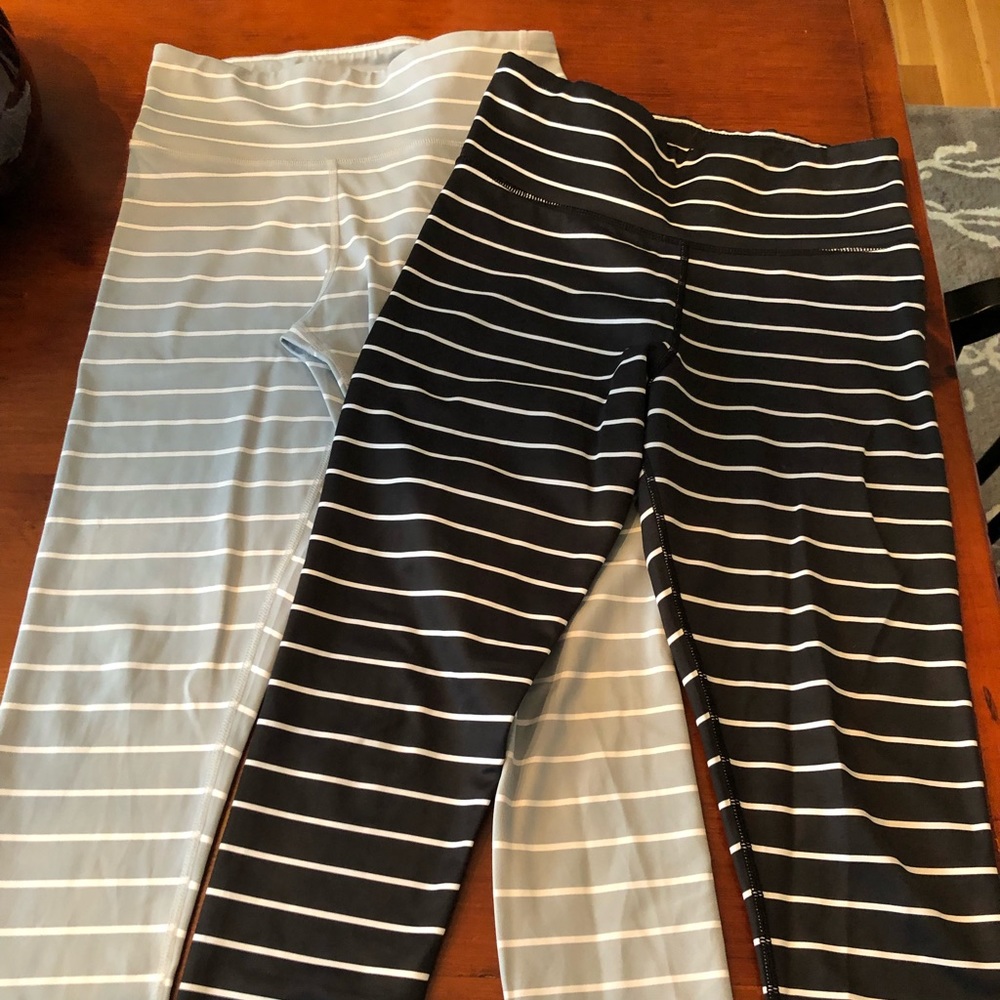 KIAVA Capris Leggings - Striped Gray, White, Black - 2 pack